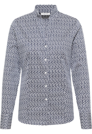 ETERNA REGULAR FIT Langarm Bluse - Ivory Ink Blue - 7690-19-D266