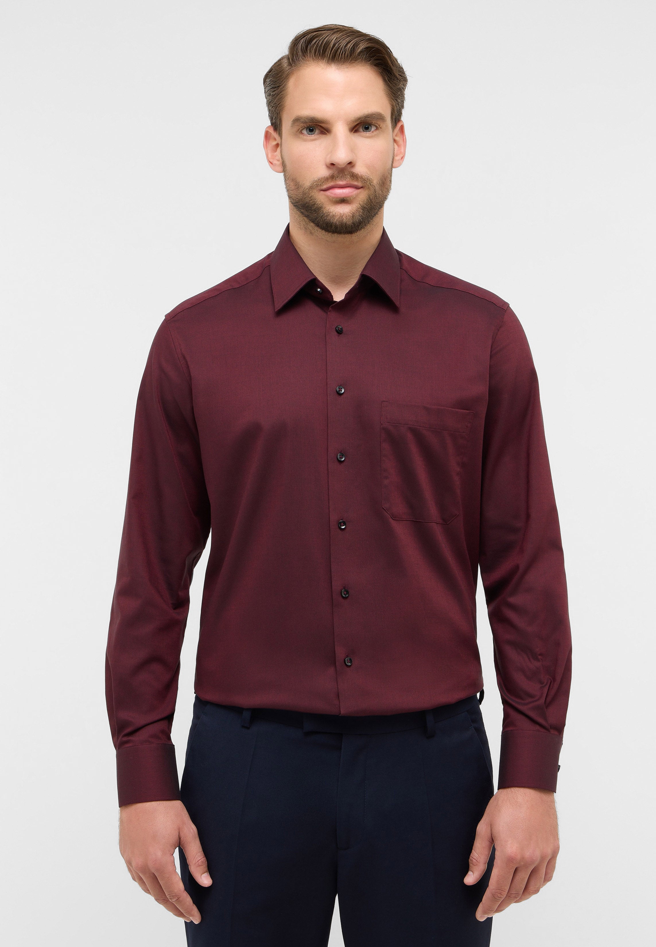 ETERNA COMFORT FIT Langarm Hemd - Velvet Plum Red - 8464-97-E181