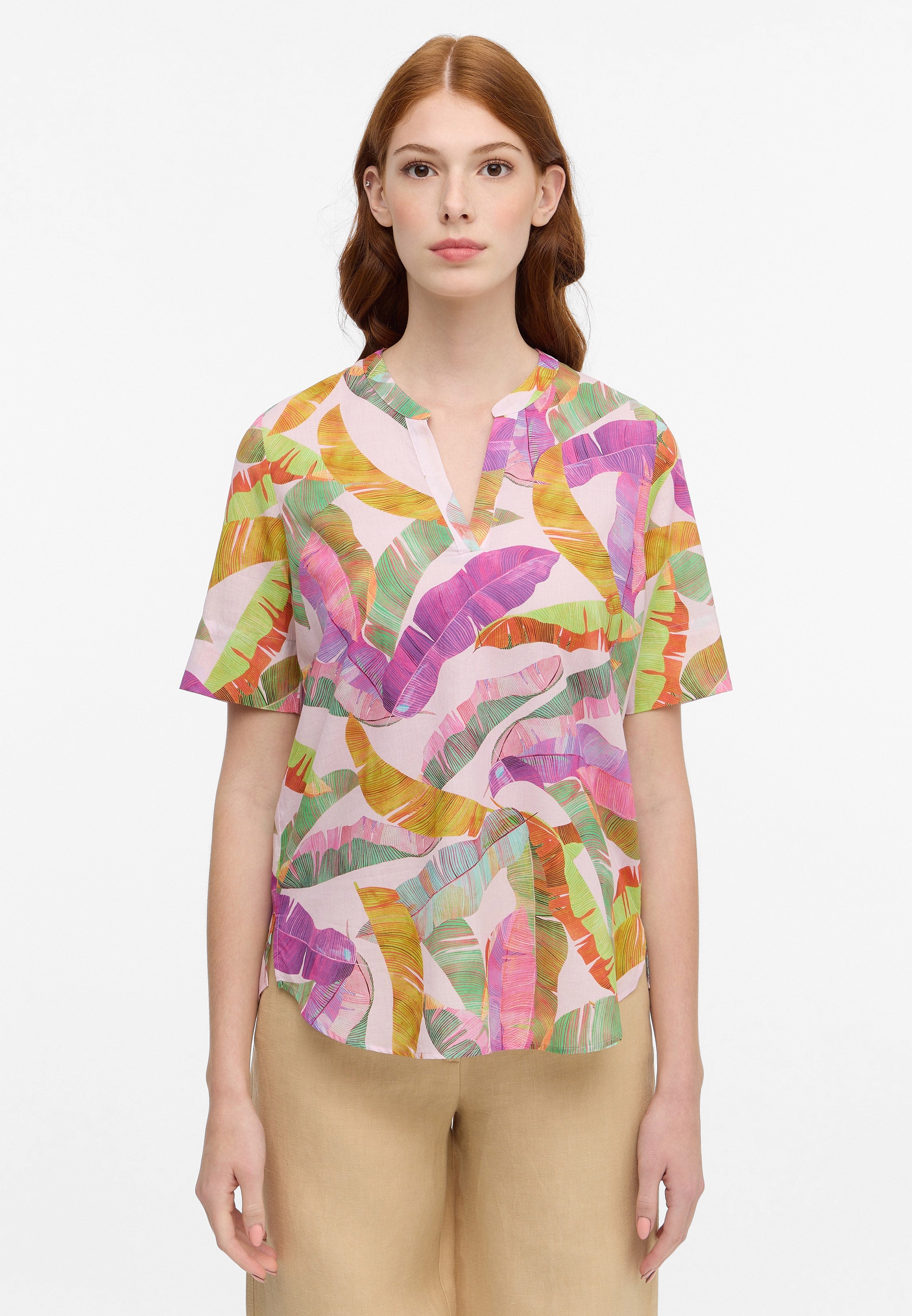 ETERNA LOOSE FIT Kurzarm Bluse - Watercolor Festival Pink - 7181-51-H931