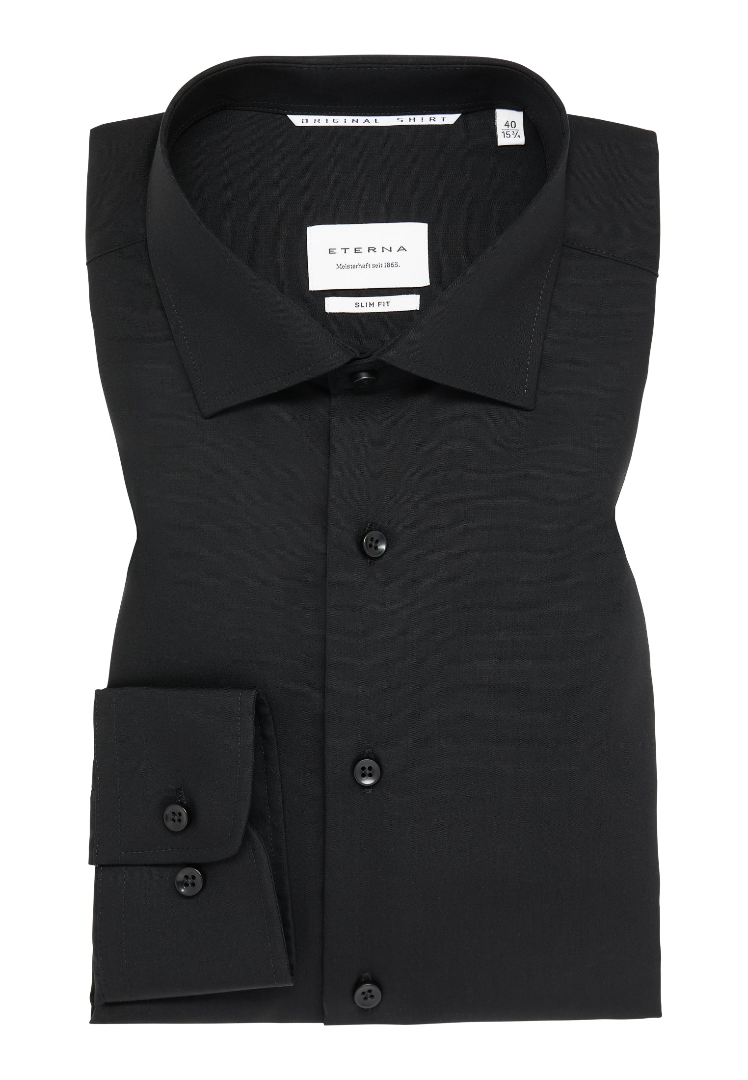 ETERNA SLIM FIT Langarm Hemd - Midnight Silk Black - 1100-39-F170