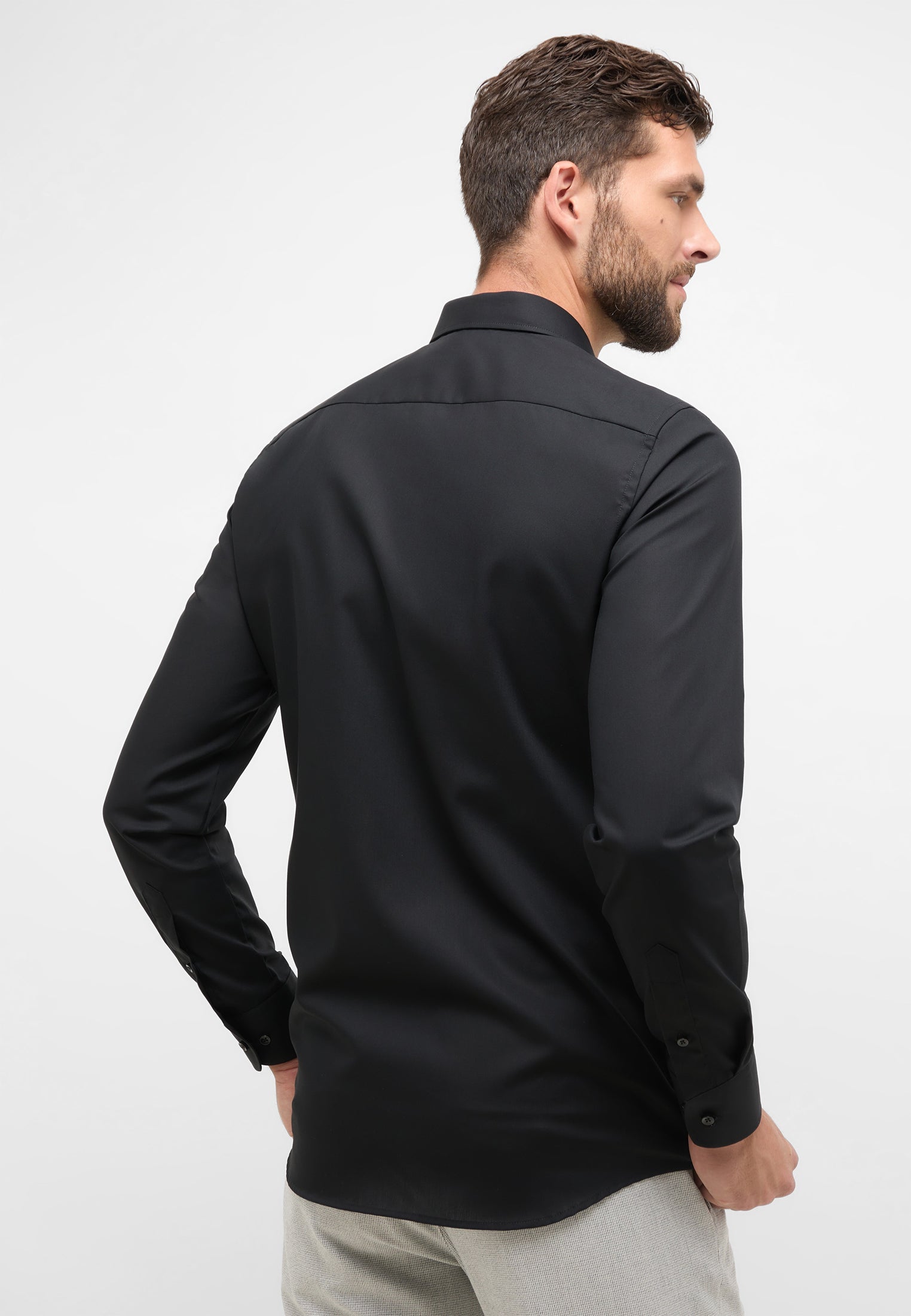ETERNA SLIM FIT Langarm Hemd - Midnight Silk Black - 1100-39-F170 von Eterna
