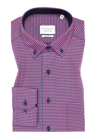 ETERNA MODERN FIT Langarm Hemd - Crimson Navy Check - 8913-58-X146