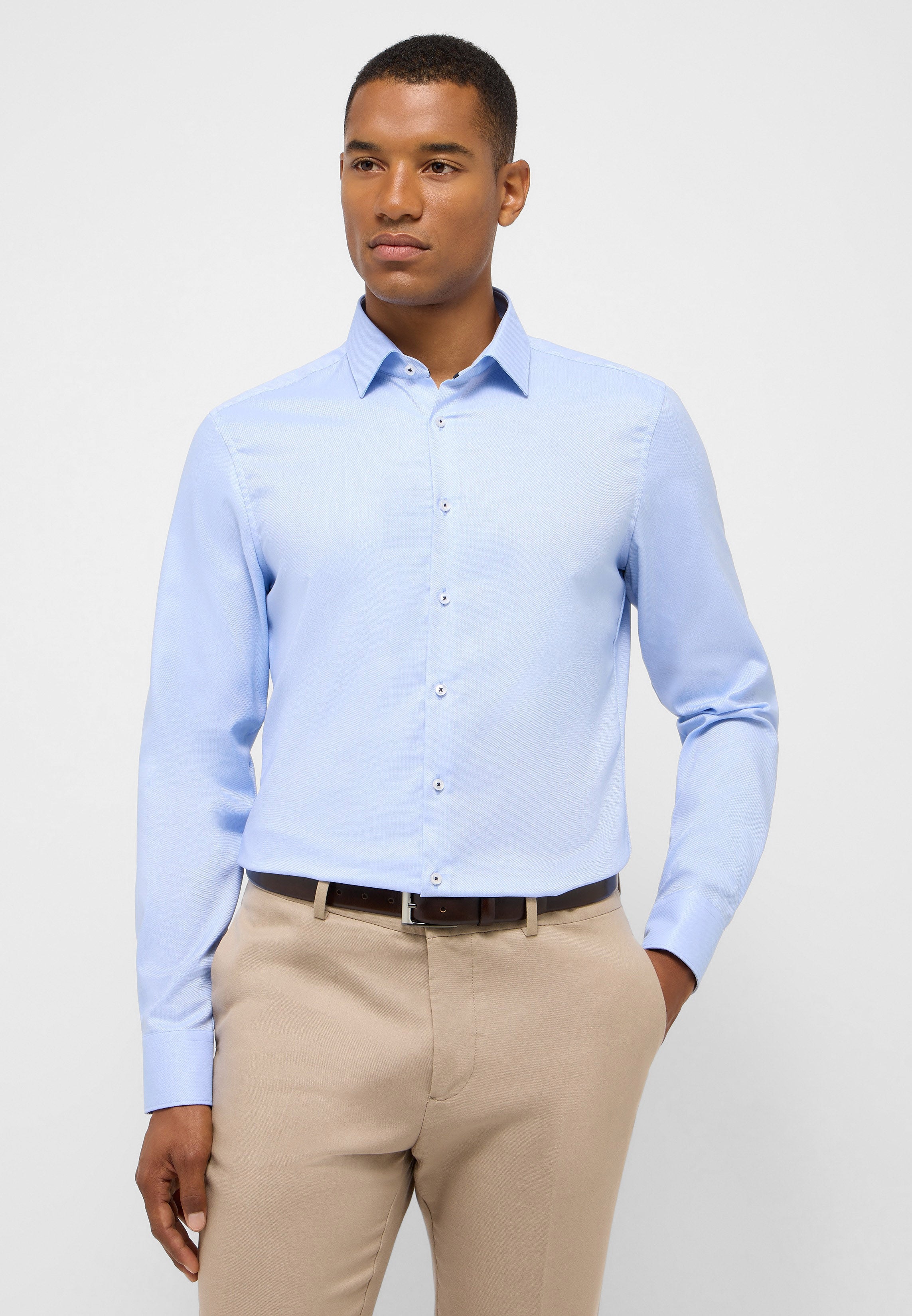 ETERNA SLIM FIT Langarm Hemd - Sky Seersucker Blue - 8464-12-F171