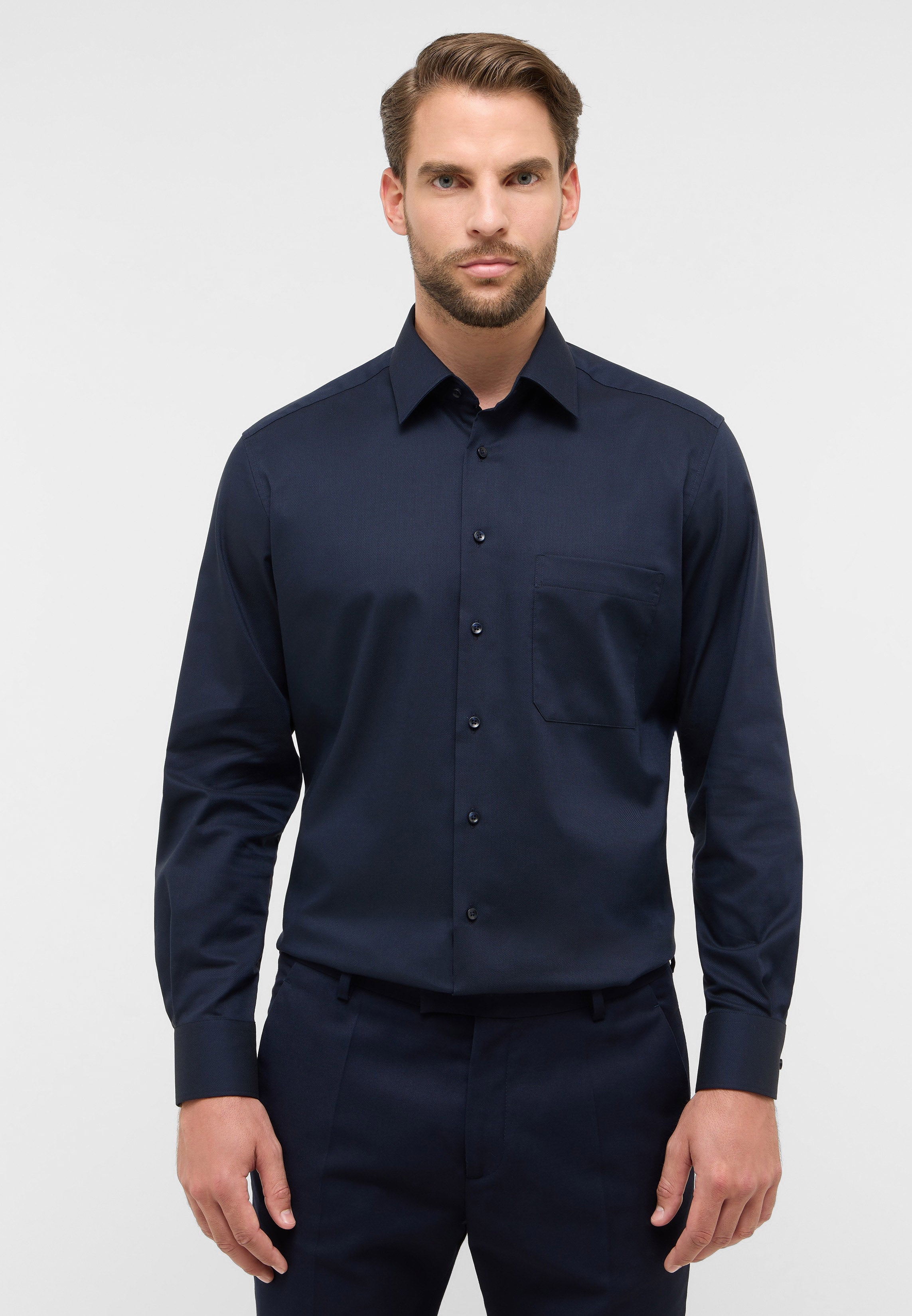ETERNA COMFORT FIT Langarm Hemd - Midnight Dusk Blue - 8464-18-E181