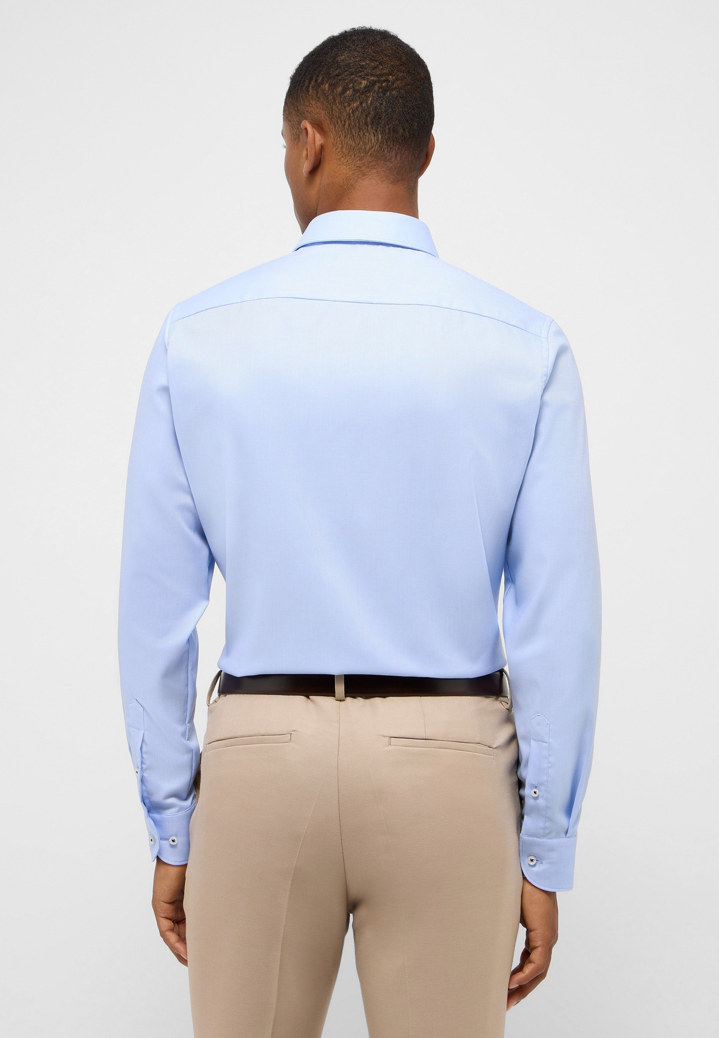 ETERNA SLIM FIT Langarm Hemd - Sky Seersucker Blue - 8464-12-F171 von Eterna