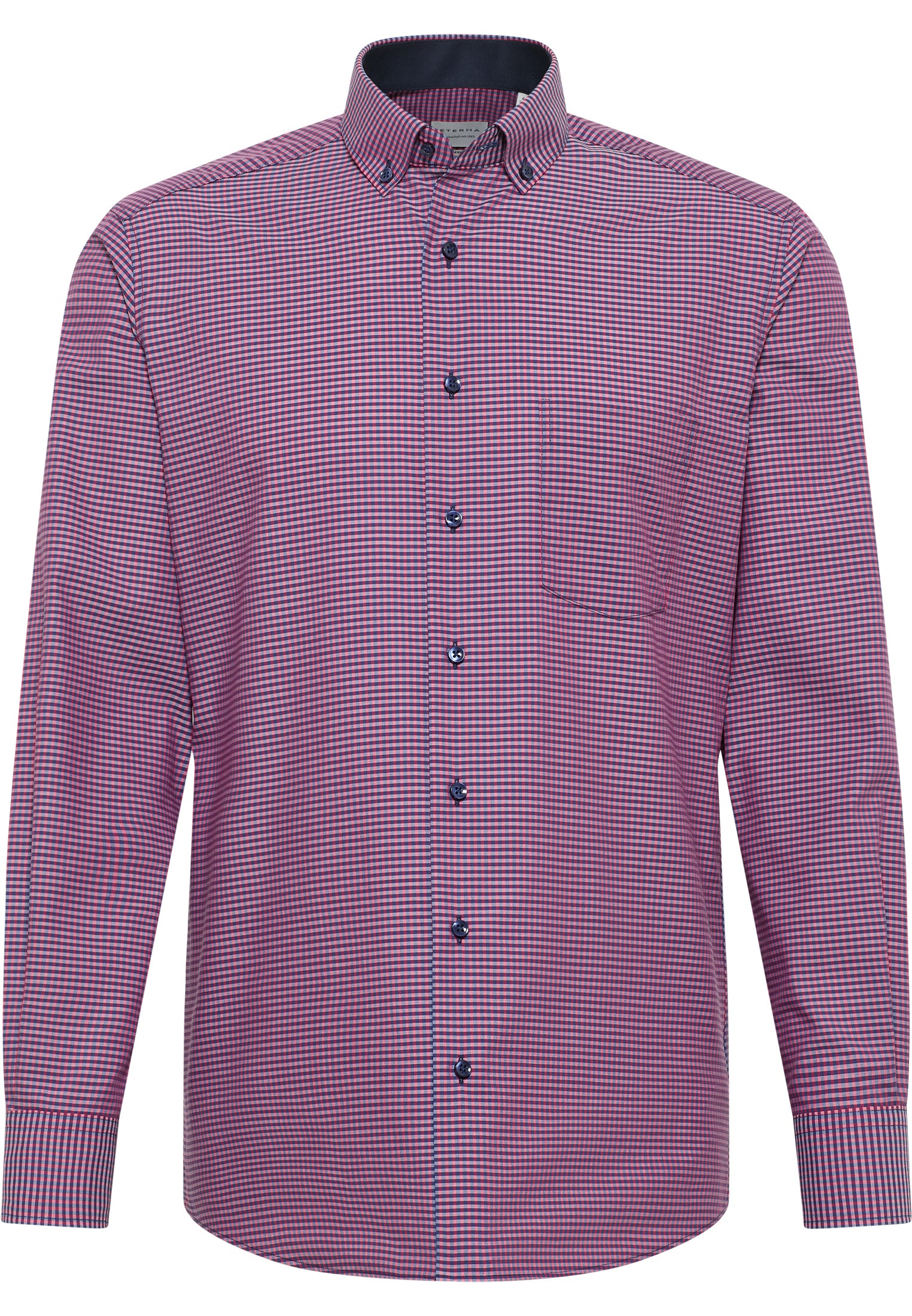 ETERNA MODERN FIT Langarm Hemd - Crimson Navy Check - 8913-58-X146