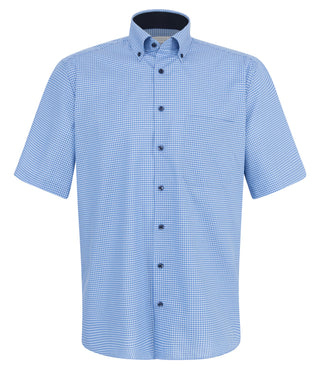 ETERNA COMFORT FIT Kurzarm Hemd - Sky Gingham Mist - 8913-11-K146