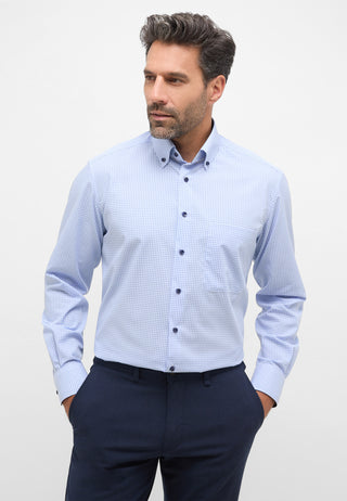 ETERNA COMFORT FIT Langarm Hemd - Misty Sky Gingham - 8913-12-E146