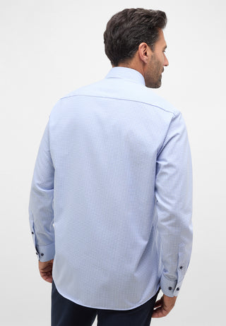 ETERNA COMFORT FIT Langarm Hemd - Misty Sky Gingham - 8913-12-E146