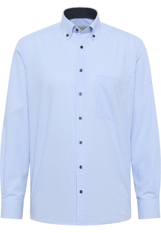 ETERNA COMFORT FIT Langarm Hemd - Misty Sky Gingham - 8913-12-E146