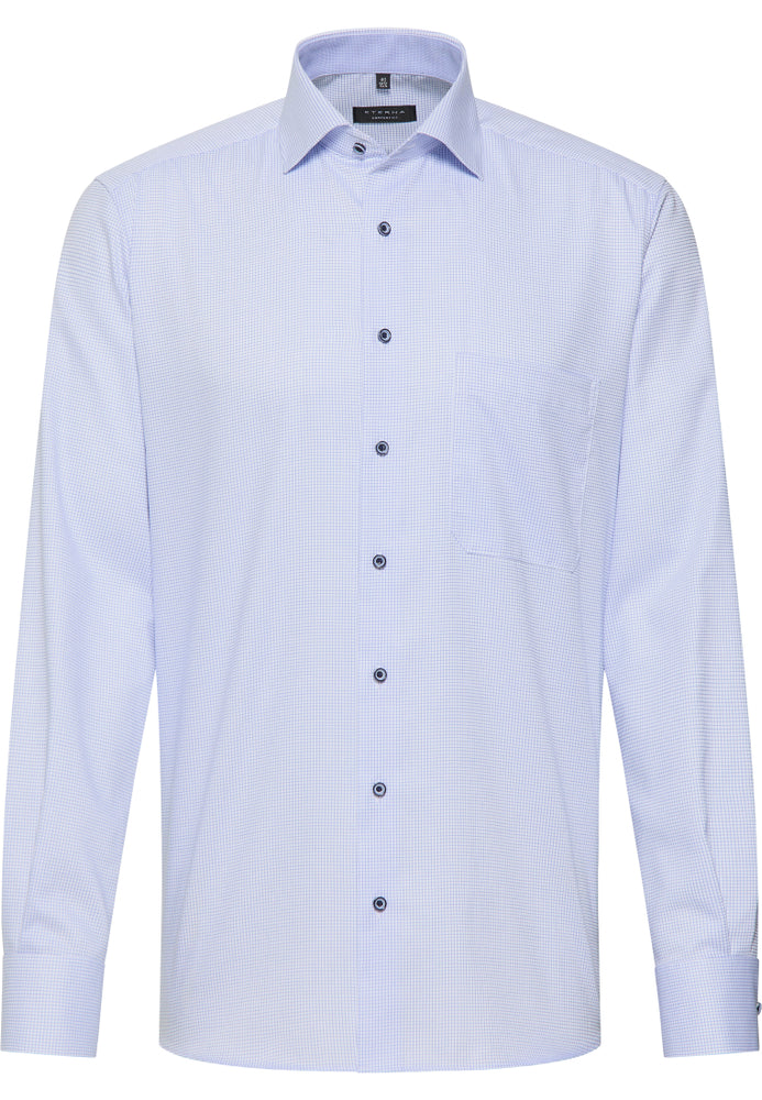 ETERNA COMFORT FIT Langarm Hemd - Light Sky Check - 8184-12-E15K