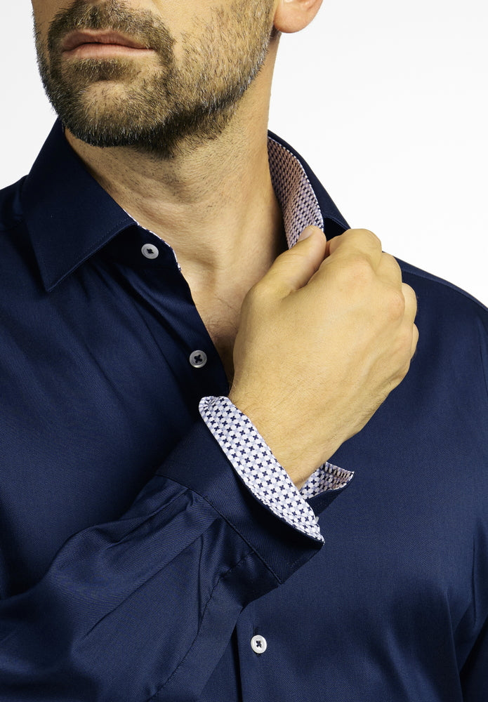 ETERNA Slim Fit Performance Shirt - Midnight Navy - 3372-19-F14P