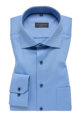 ETERNA COMFORT FIT Langarm Hemd - Sky Mosaic Blue - 3324-14-E19K