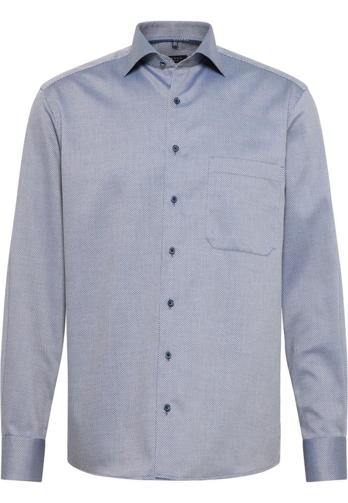 ETERNA COMFORT FIT Langarm Hemd - Blue Mist Check - 3324-18-E19K