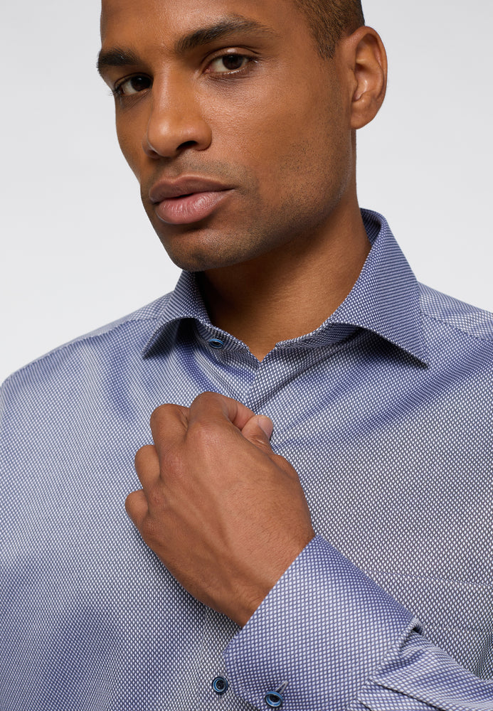 ETERNA COMFORT FIT Langarm Hemd - Blue Mist Check - 3324-18-E19K