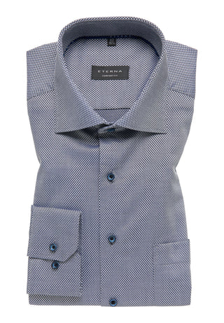 ETERNA COMFORT FIT Langarm Hemd - Blue Mist Check - 3324-18-E19K