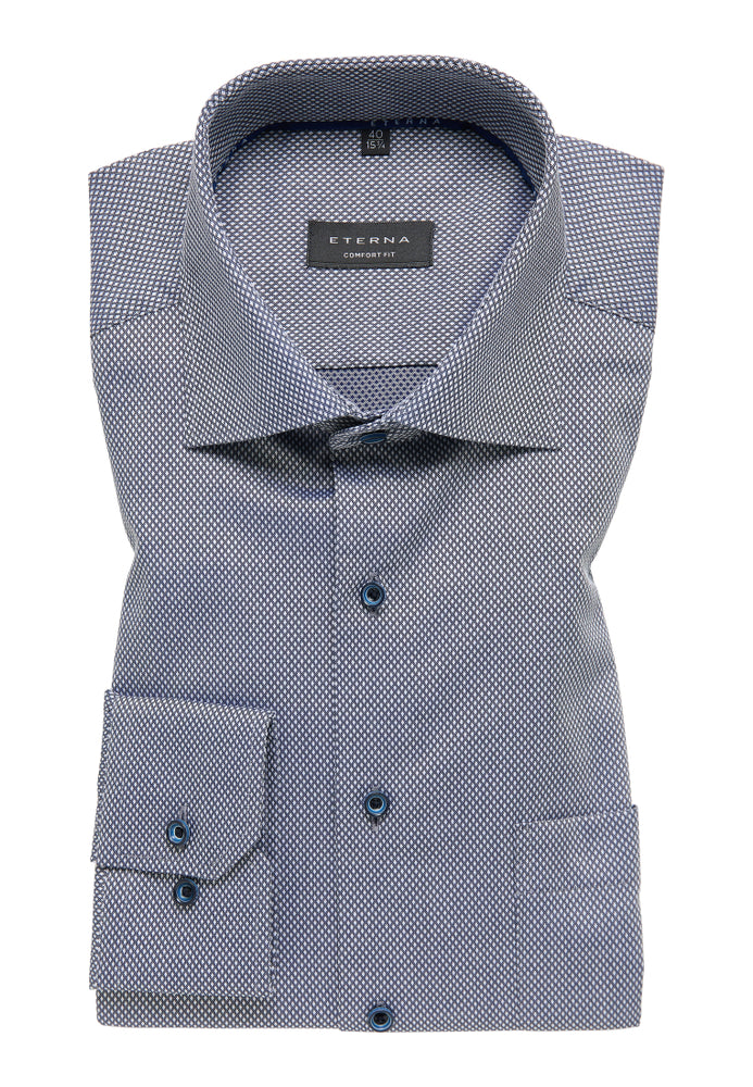 ETERNA COMFORT FIT Langarm Hemd - Blue Mist Check - 3324-18-E19K von Eterna