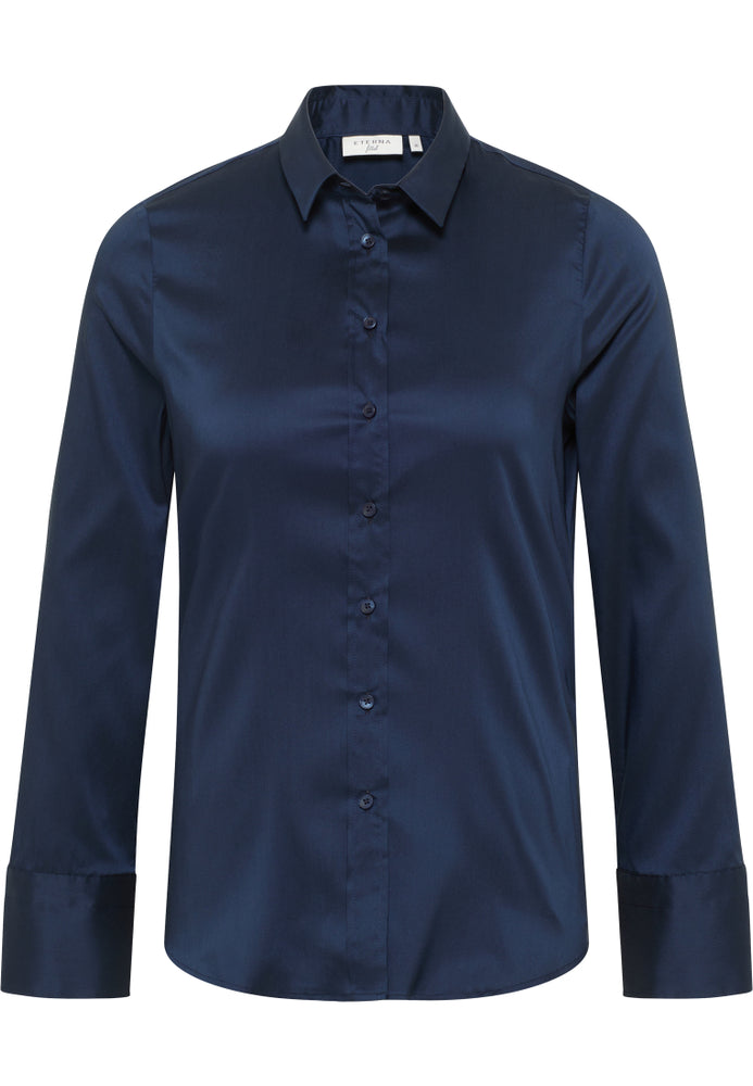 ETERNA FITTED Performance Shirt Langarm Bluse - Midnight Indigo - 5377-19-DF04