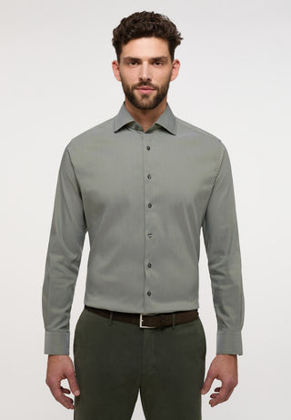 ETERNA SLIM FIT Performance Shirt Langarm Hemd - Grey Sage Twill - 3377-44-F170
