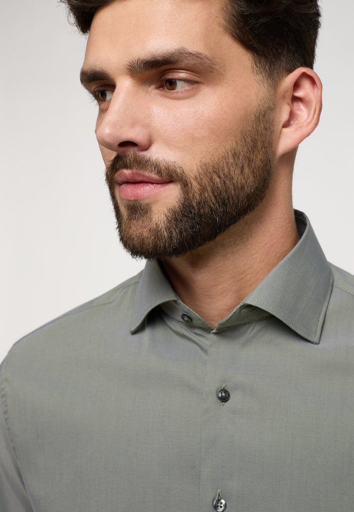ETERNA SLIM FIT Performance Shirt Langarm Hemd - Grey Sage Twill - 3377-44-F170 von Eterna