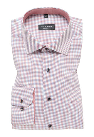 ETERNA COMFORT FIT Langarm Hemd - Blush Harbor Check - 8184-82-E15K
