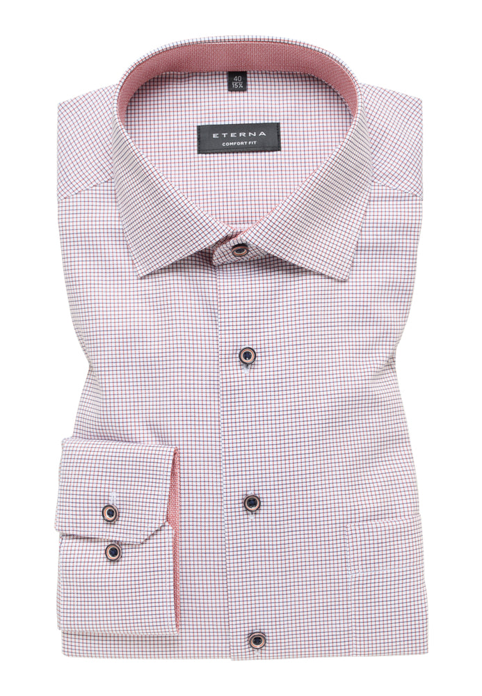 ETERNA COMFORT FIT Langarm Hemd - Blush Harbor Check - 8184-82-E15K von Eterna