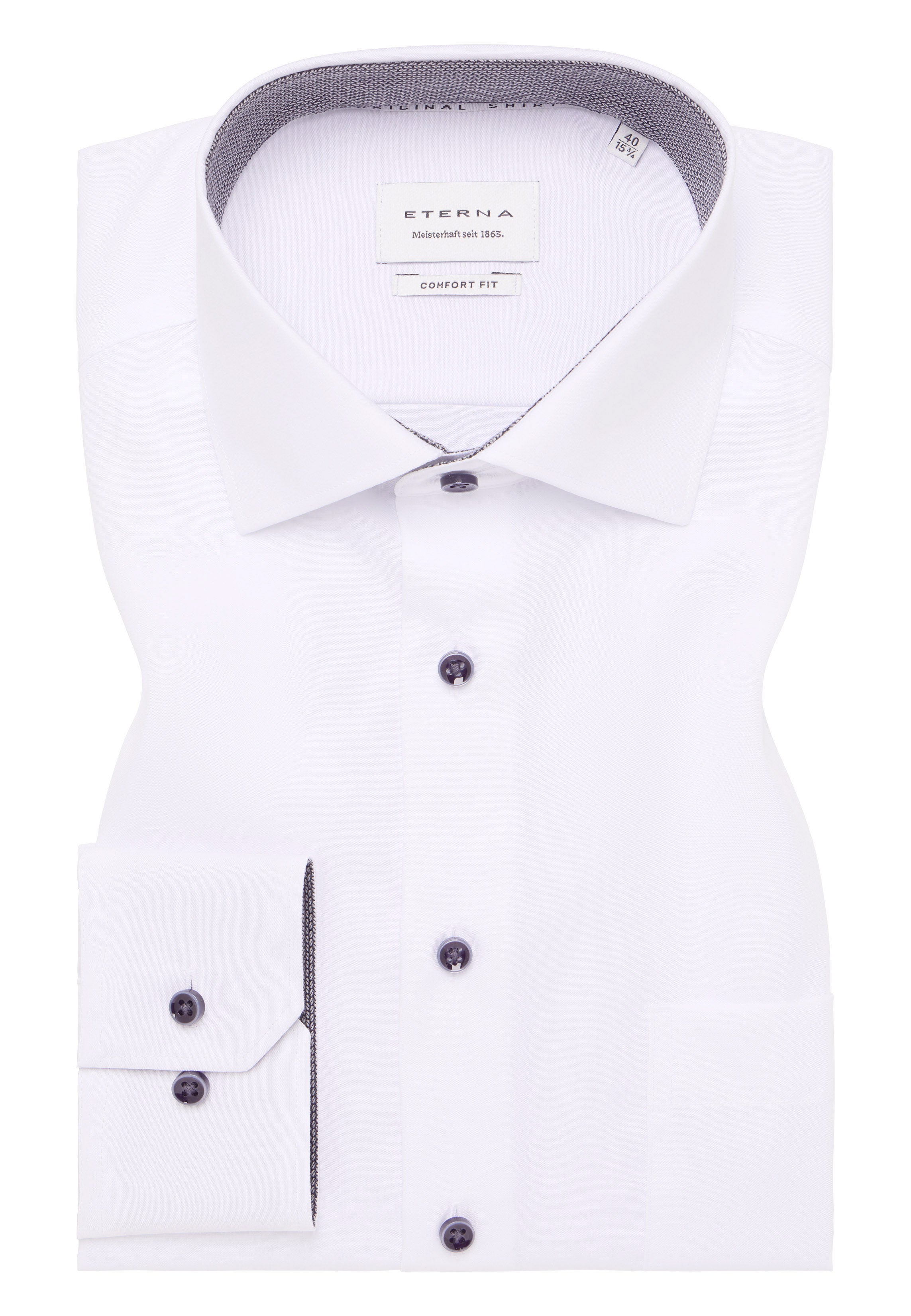 ETERNA COMFORT FIT Langarm Hemd - Ivory Contrast Poplin - 1311-00-E15K