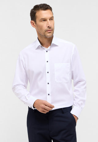 ETERNA COMFORT FIT Langarm Hemd - Ivory Contrast Poplin - 1311-00-E15K