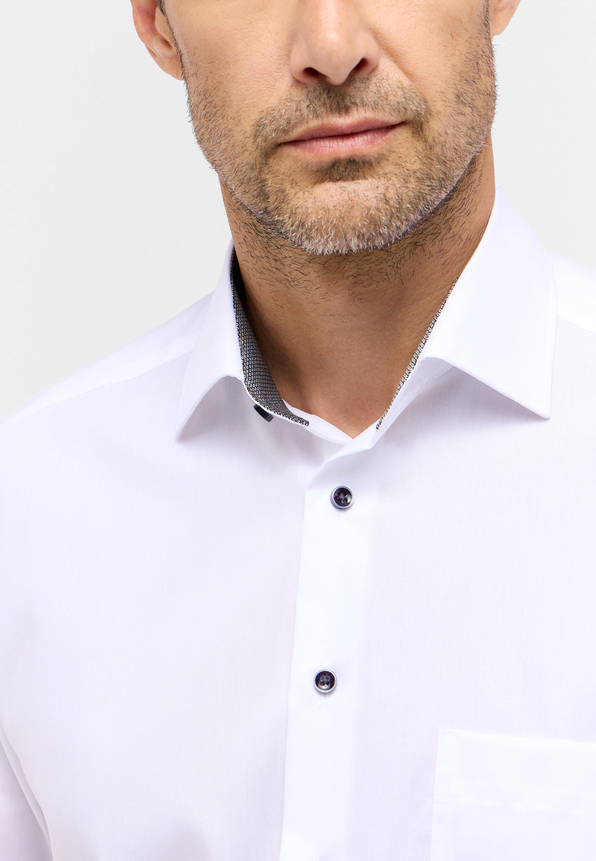ETERNA COMFORT FIT Langarm Hemd - Ivory Contrast Poplin - 1311-00-E15K von Eterna