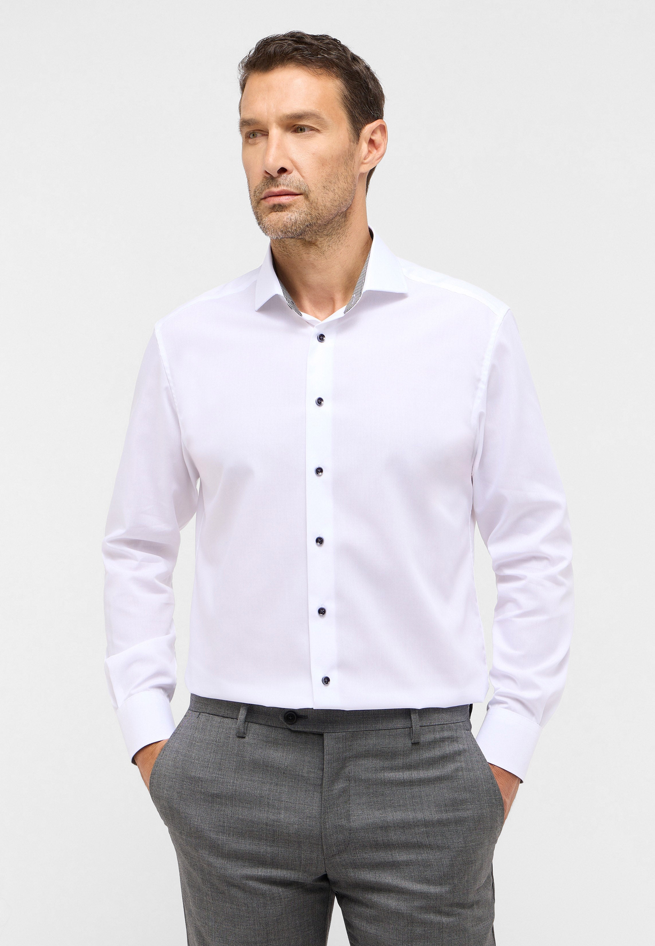 ETERNA MODERN FIT Langarm Hemd - Ivory Smoke Poplin - 1311-00-X15V von Eterna