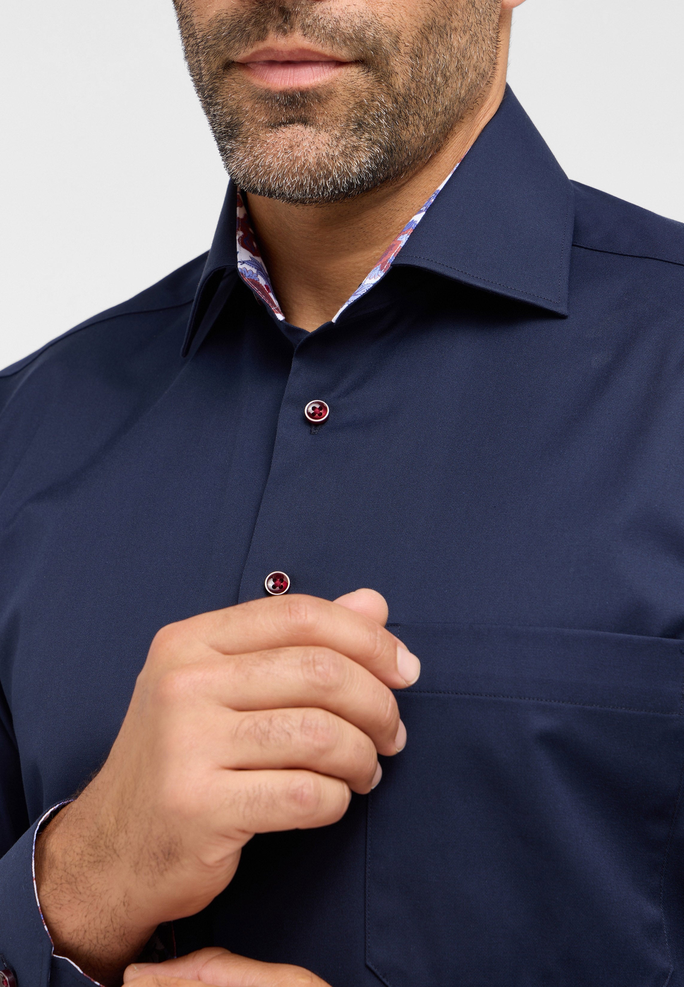 ETERNA COMFORT FIT COVER SHIRT Langarm Hemd - Midnight Harbor Blue - 8824-19-E15K von Eterna