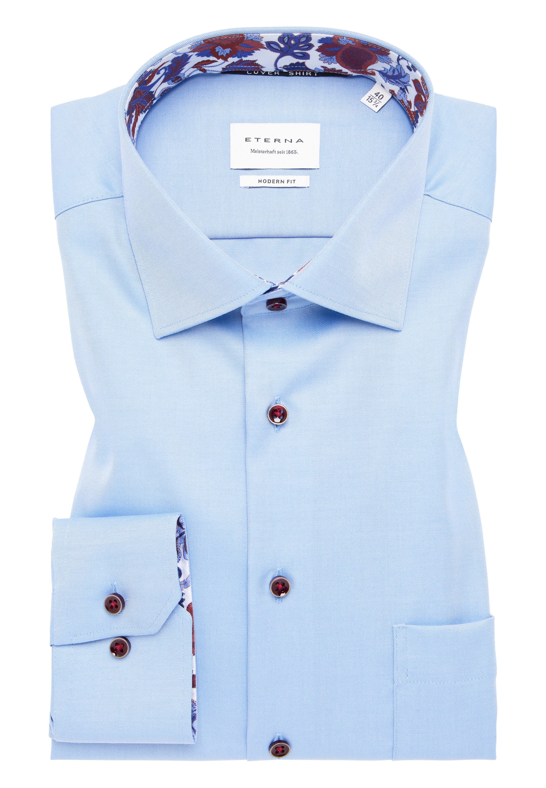 ETERNA MODERN FIT Langarm Hemd - Coastal Sky Twill - 8824-15-X15K