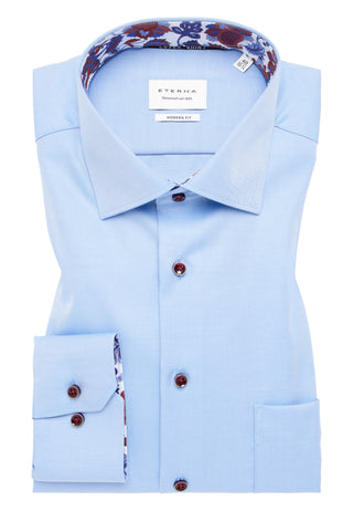 ETERNA MODERN FIT Langarm Hemd - Coastal Sky Twill - 8824-15-X15K