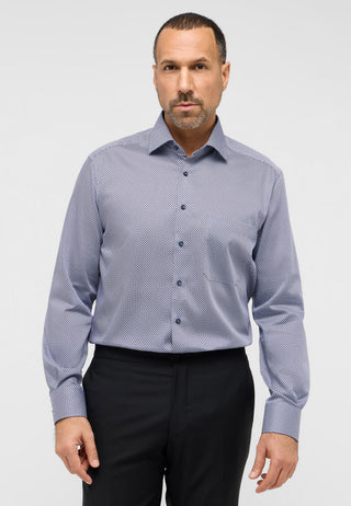 ETERNA COMFORT FIT Langarm Hemd - Faded Indigo Grid - 4382-12-E19K