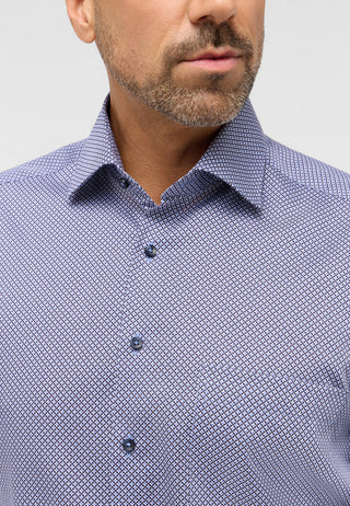 ETERNA COMFORT FIT Langarm Hemd - Faded Indigo Grid - 4382-12-E19K