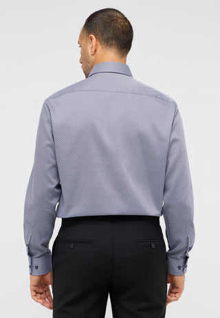 ETERNA COMFORT FIT Langarm Hemd - Faded Indigo Grid - 4382-12-E19K