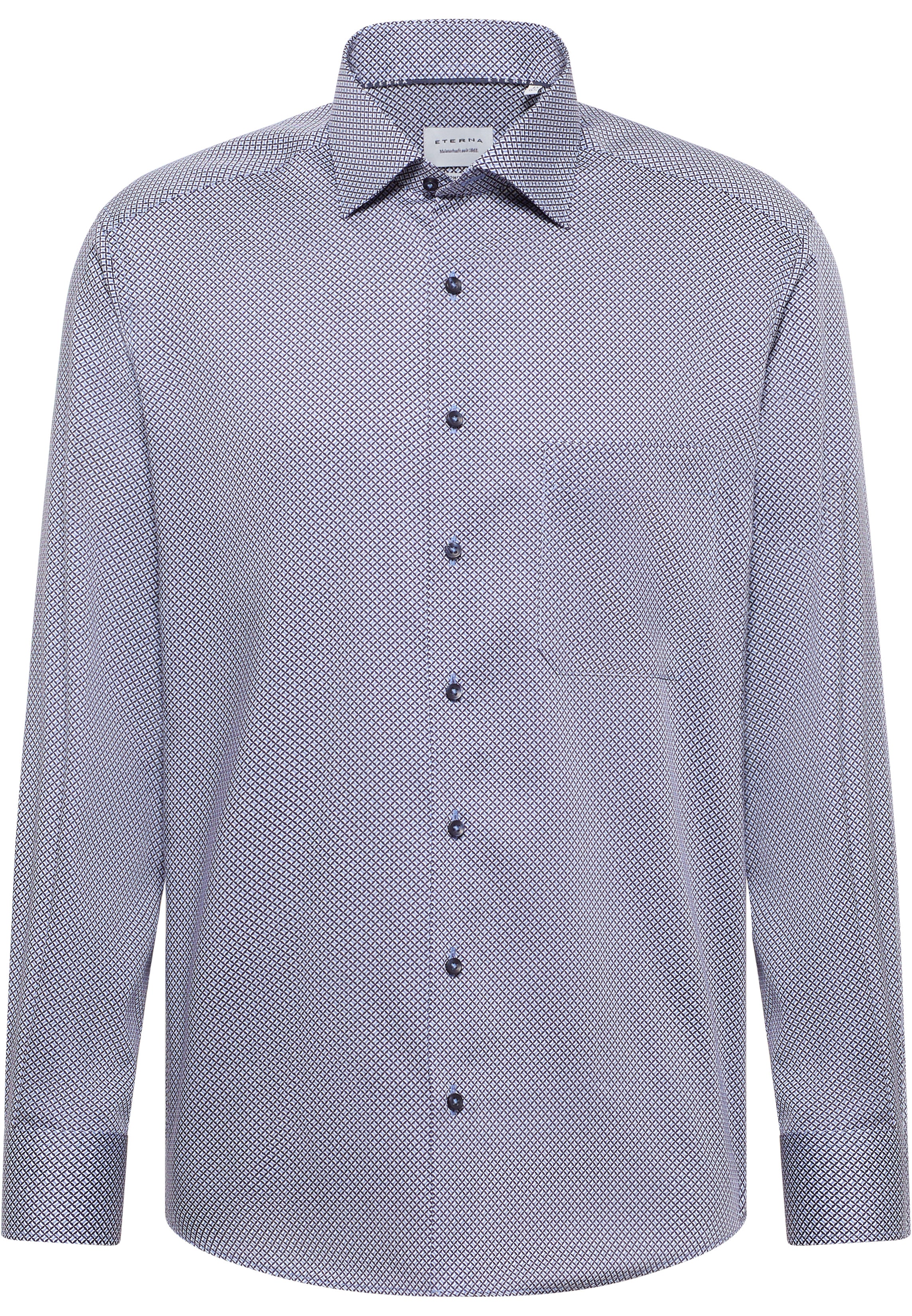 ETERNA COMFORT FIT Langarm Hemd - Faded Indigo Grid - 4382-12-E19K