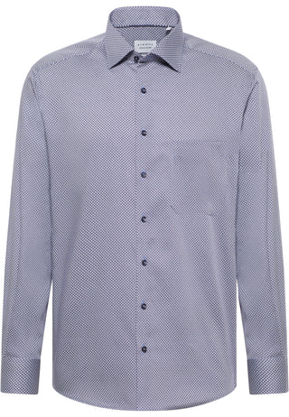 ETERNA COMFORT FIT Langarm Hemd - Faded Indigo Grid - 4382-12-E19K