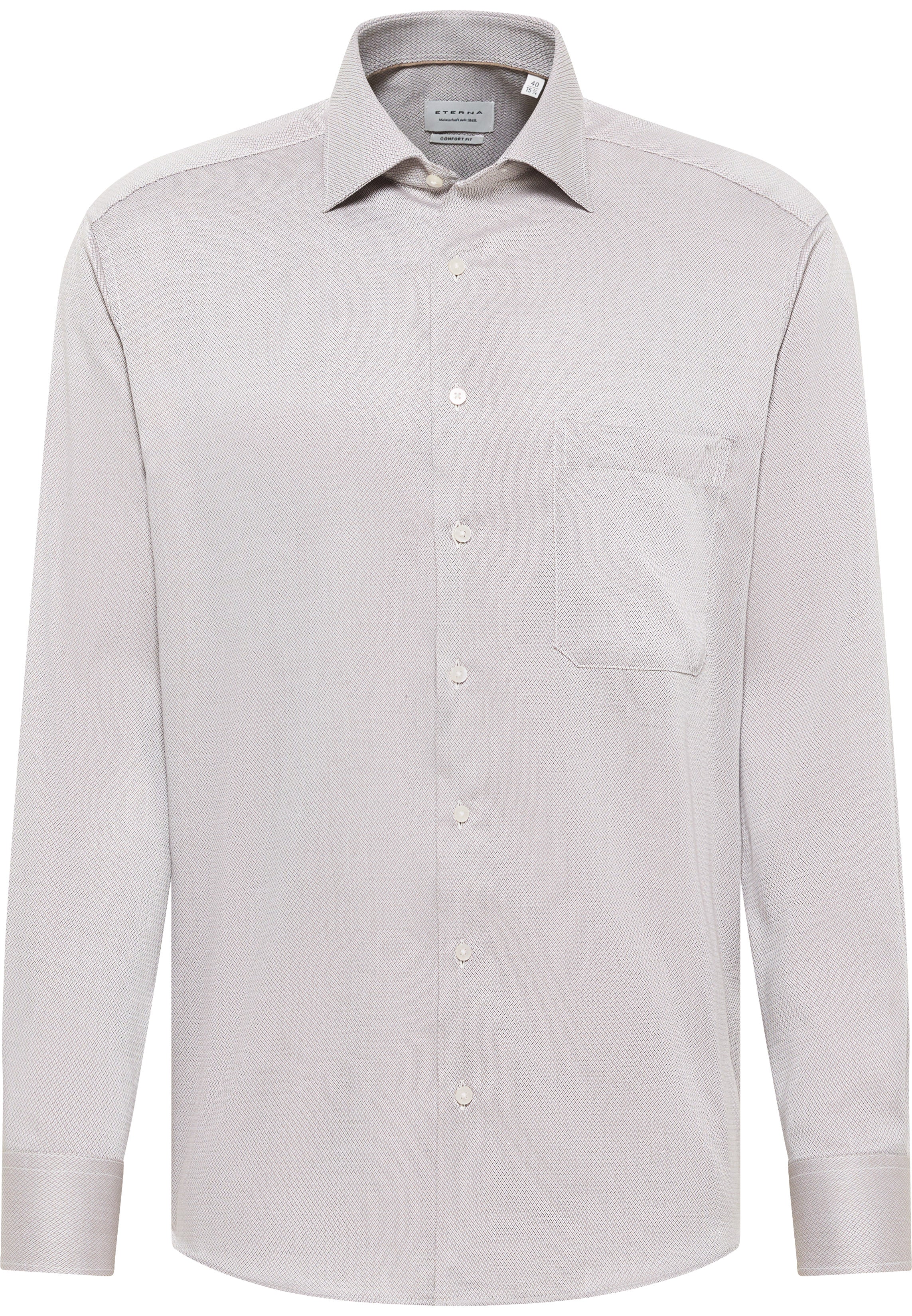 ETERNA COMFORT FIT Langarm Hemd - Misty Oat Texture - 4203-26-E19K