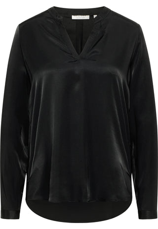 ETERNA V-Ausschnitt Bluse - Midnight Satin Black - 5270-39-R307