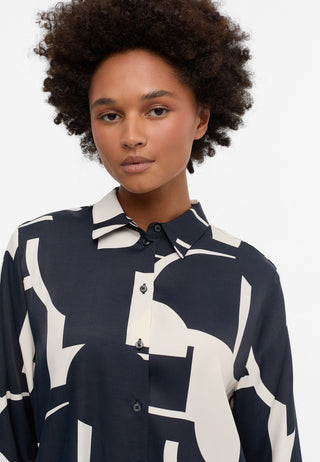 ETERNA LOOSE FIT Bluse - Navy & Chalk Print - 7584-39-D923