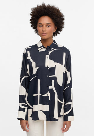 ETERNA LOOSE FIT Bluse - Navy & Chalk Print - 7584-39-D923