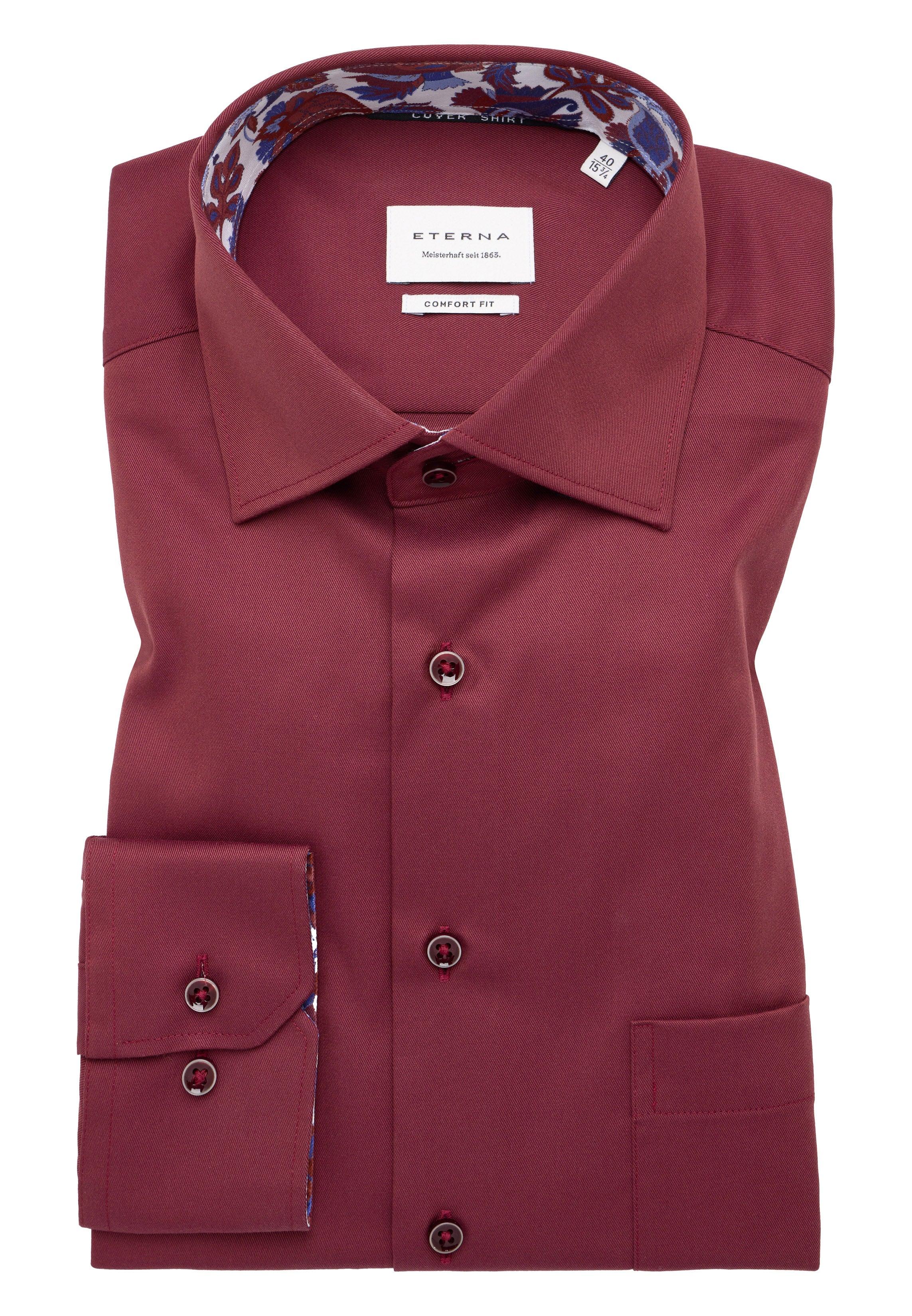 ETERNA COMFORT FIT COVER SHIRT - Wine Cherry Twill - 8824-56-E15K von Eterna