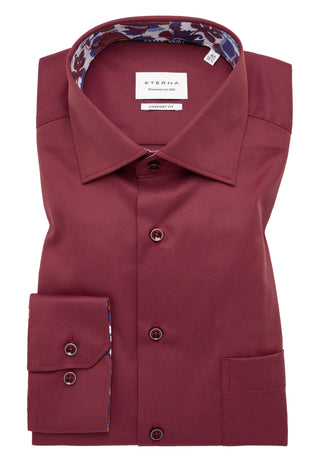 ETERNA COMFORT FIT COVER SHIRT - Wine Cherry Twill - 8824-56-E15K