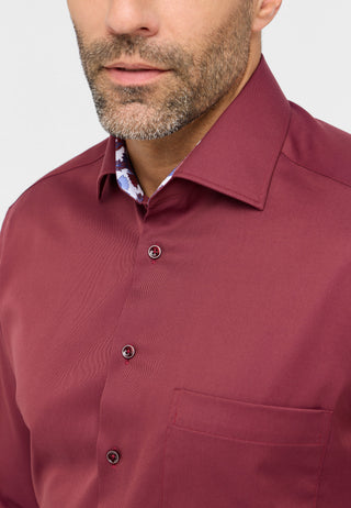 ETERNA COMFORT FIT COVER SHIRT - Wine Cherry Twill - 8824-56-E15K