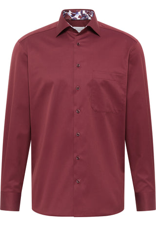 ETERNA COMFORT FIT COVER SHIRT - Wine Cherry Twill - 8824-56-E15K