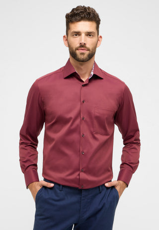 ETERNA MODERN FIT Langarm Hemd - Bordeaux Paisley Twill - 8824-56-X15K
