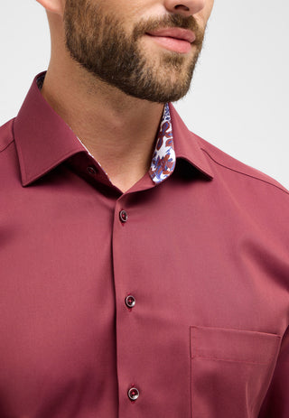 ETERNA MODERN FIT Langarm Hemd - Bordeaux Paisley Twill - 8824-56-X15K