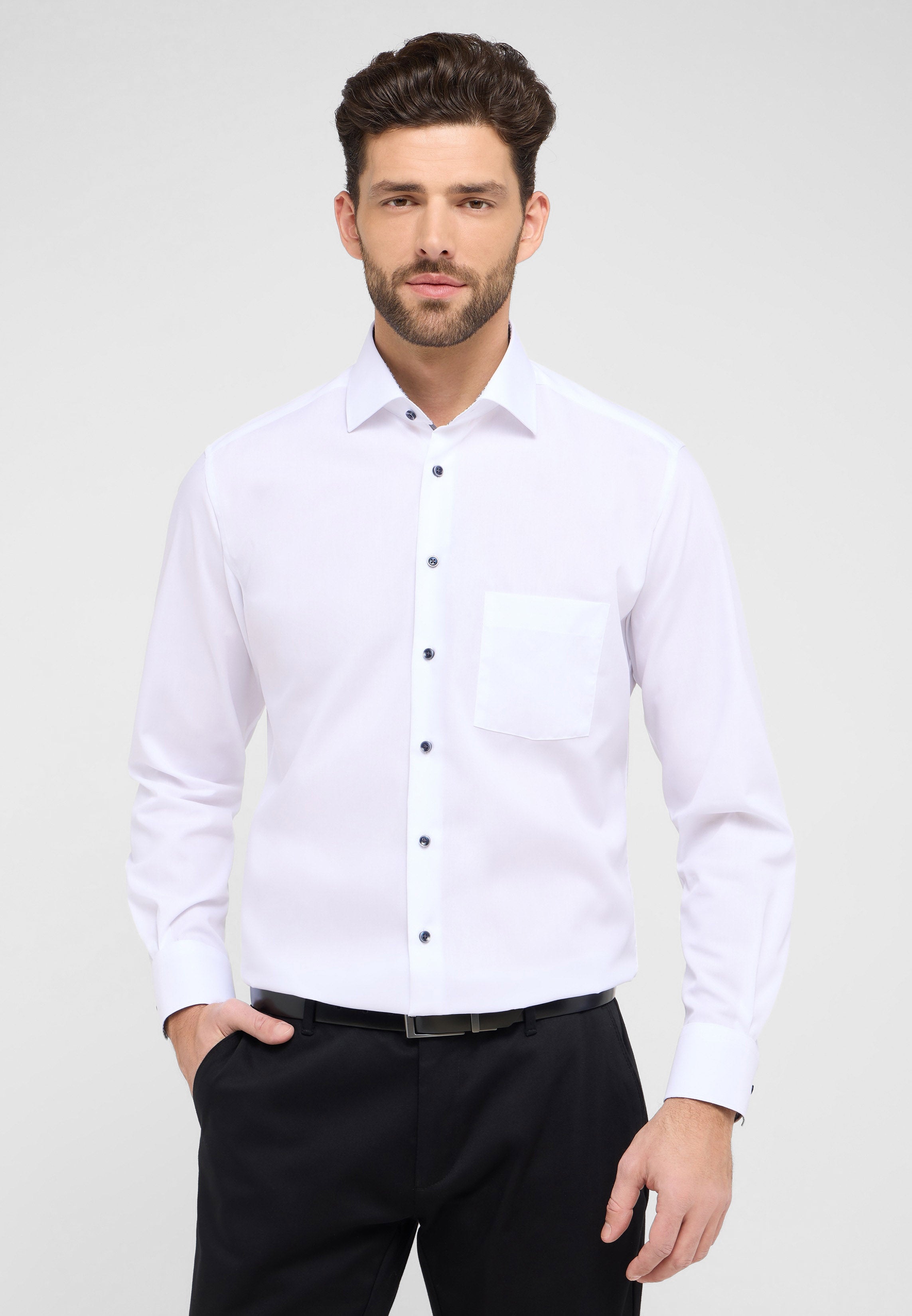 ETERNA MODERN FIT Langarm Hemd - Crystal White - 1305-00-X15K von Eterna