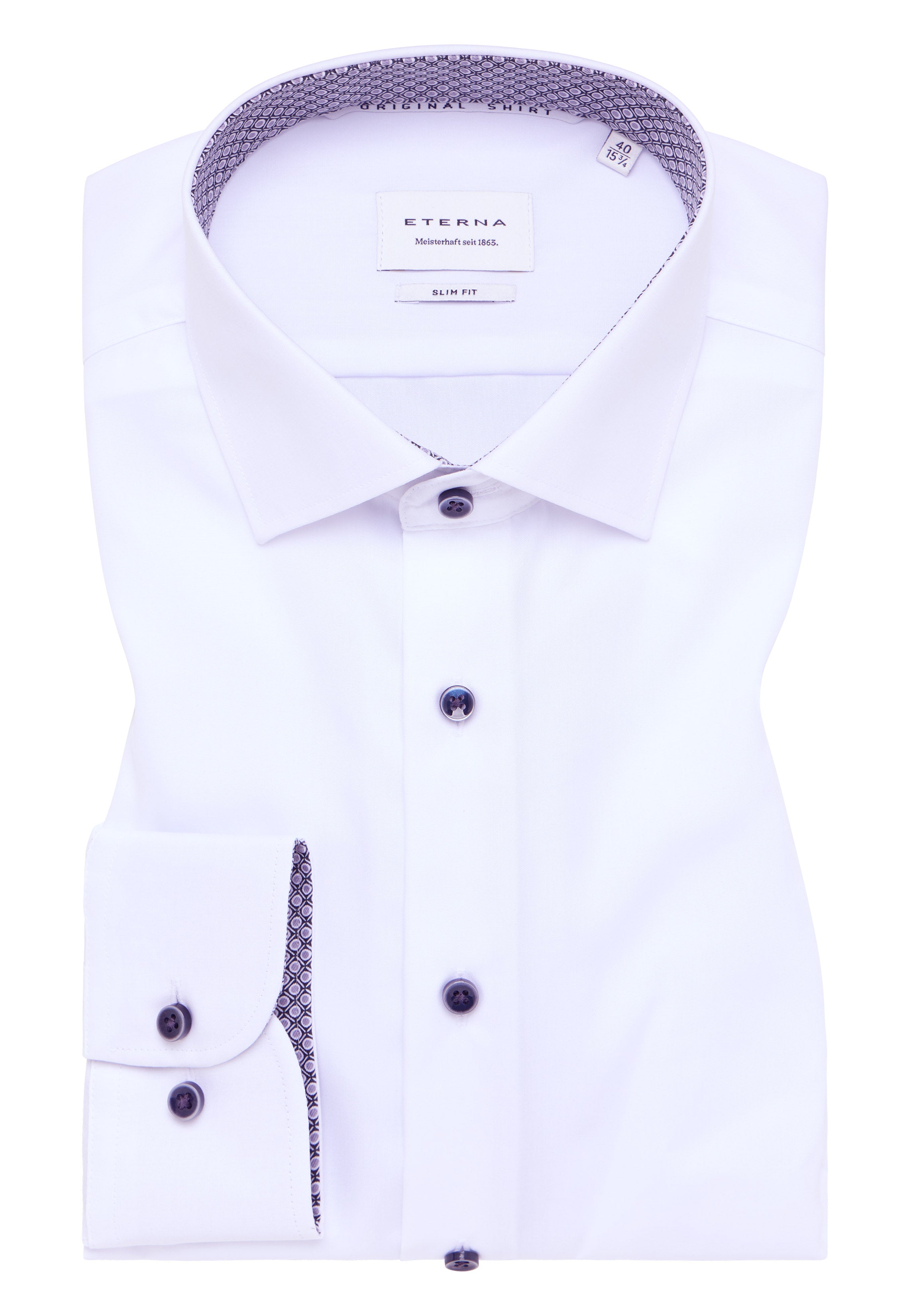 ETERNA SLIM FIT Langarm Hemd - Moonlit Porcelain - 1305-00-F140 von Eterna